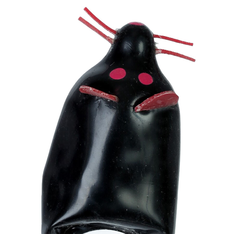 CONDOMERIE - PRESERVATIVO DECORATIVO PINTADO A MANO RATÓN NEGRO