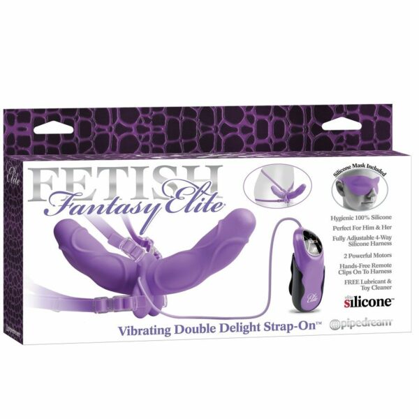 FETISH FANTASY ELITE - DOUBLE ARNÉS DOBLE VIBRADOR LILA 11.5CM